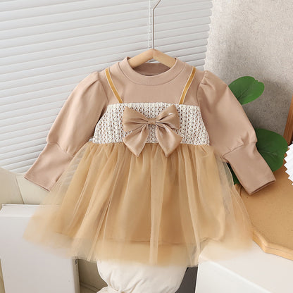 Children's Dress with Bow and Tulle