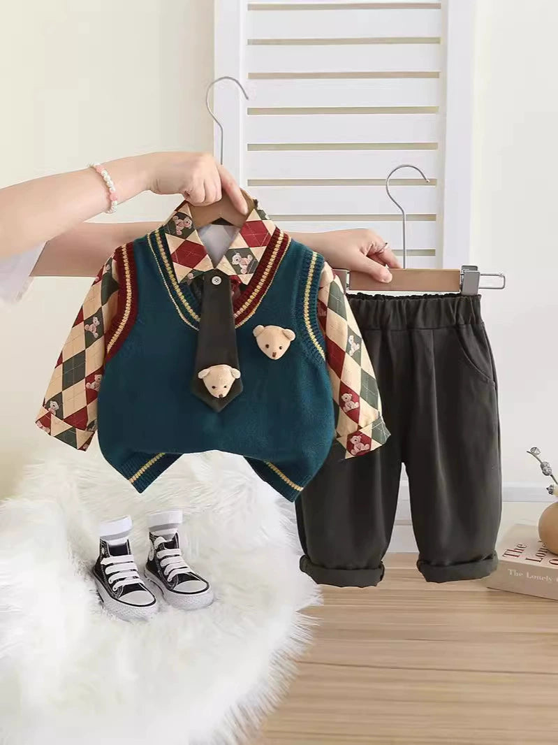 Children's Teddy Bear Set with Bow Tie