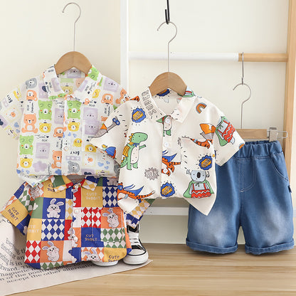 Boys' Outfit Set with Animal Print Shirt