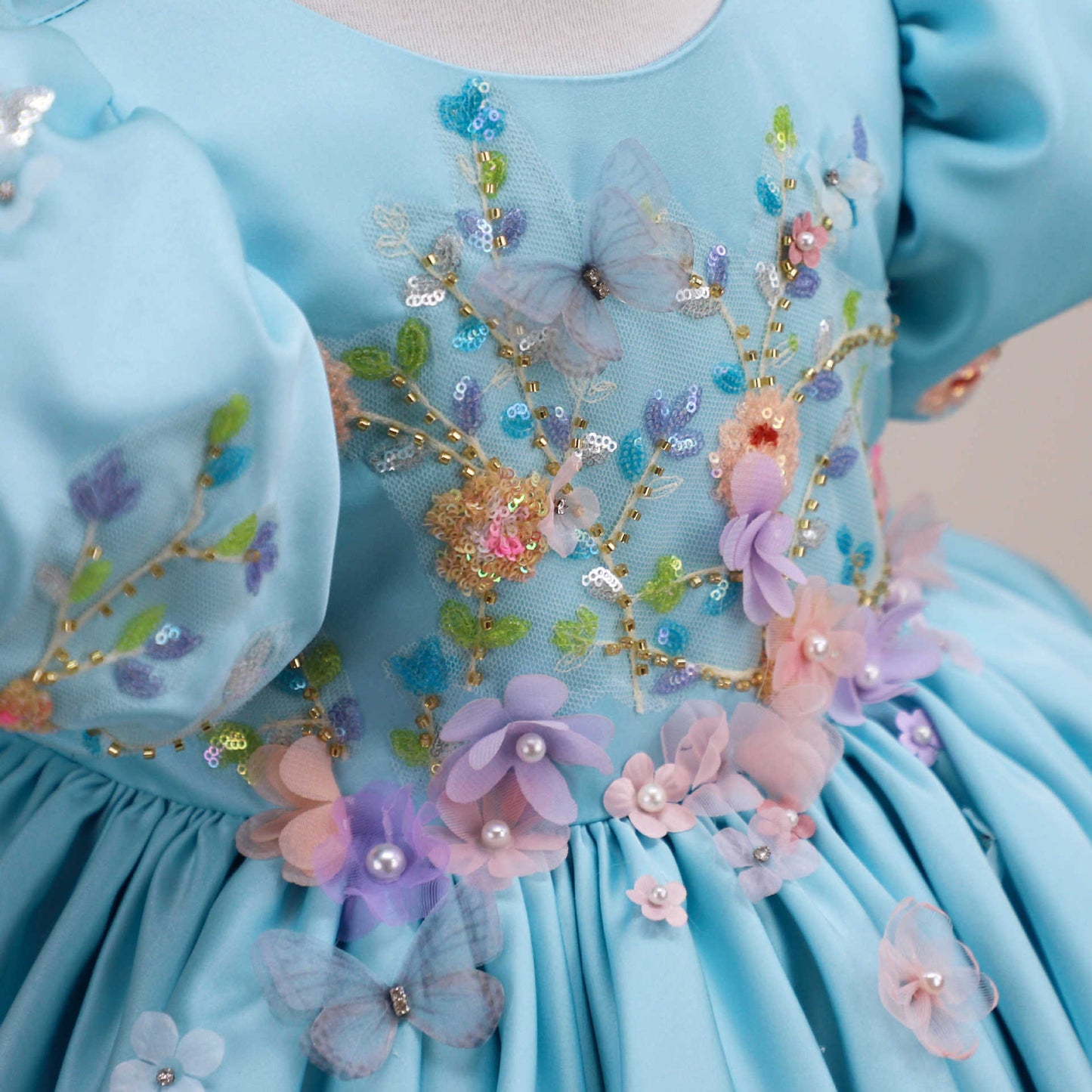 Blue Floral Party Dress