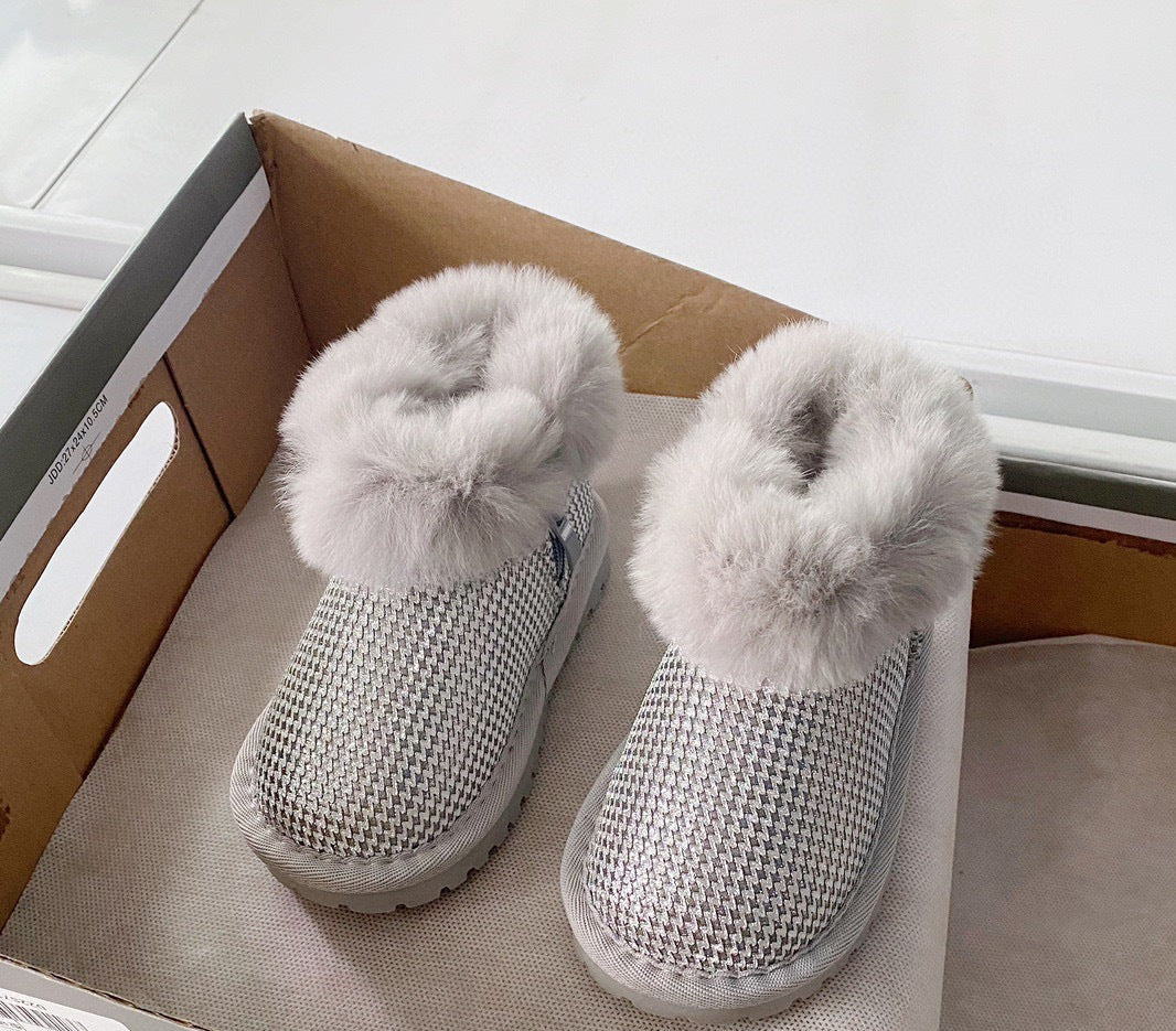 Girls' Shiny Furry Boots