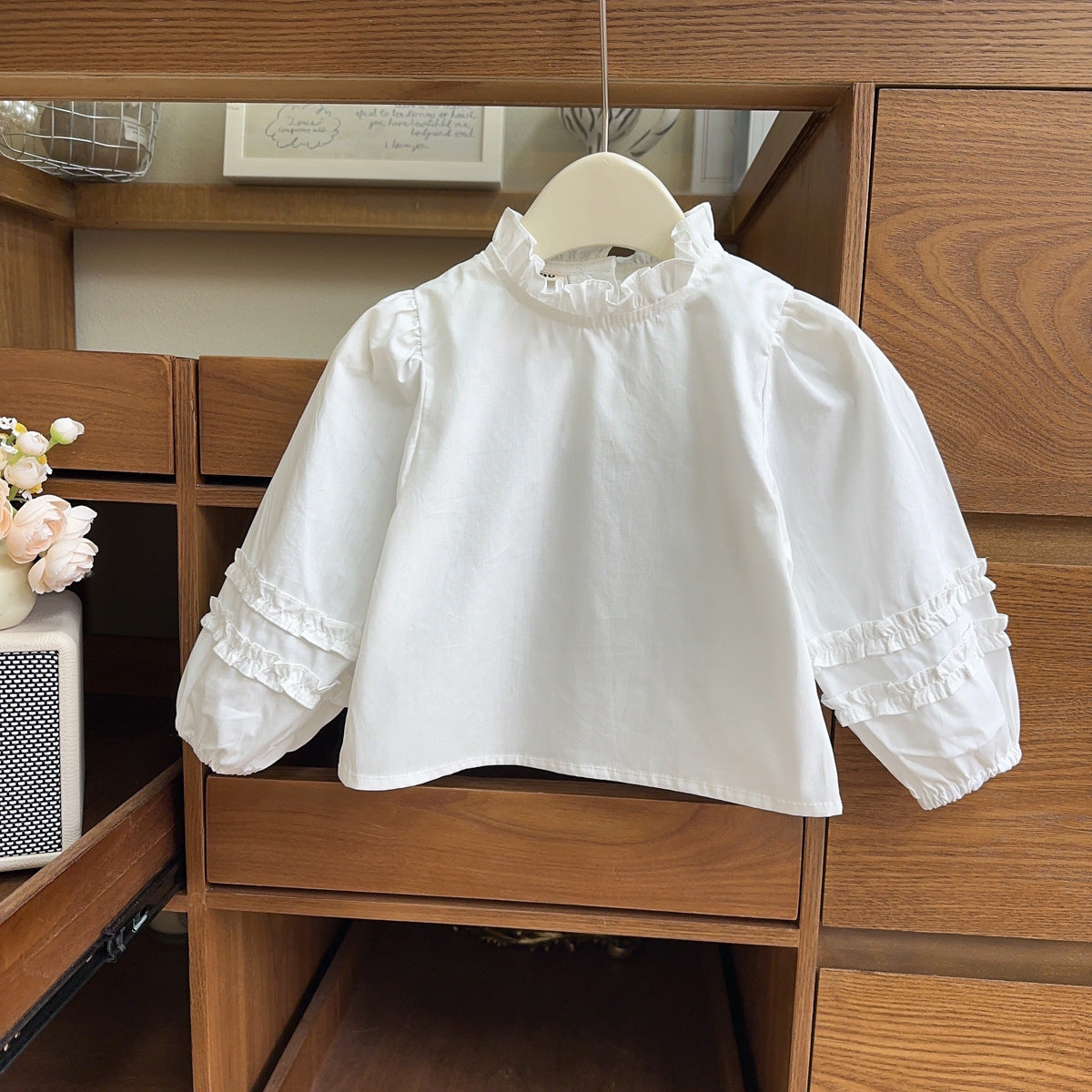 White Ruffled Girls' T-shirt