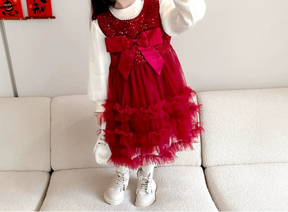 Red Sequin Bow Children's Dress