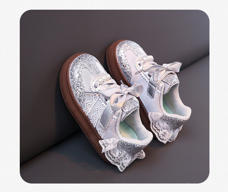 Children's Sneakers with Lace and Glitter