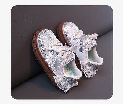 Children's Sneakers with Lace and Glitter