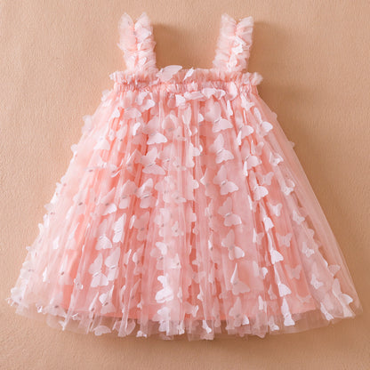 Vestido infantil de tul con mariposas
