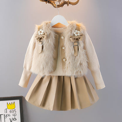 Children's 3-Piece Set with Fluffy Flowers