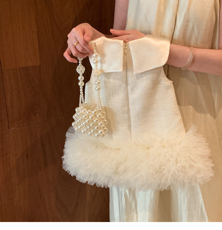 Dress with Embroidered Blouse and Ruffle