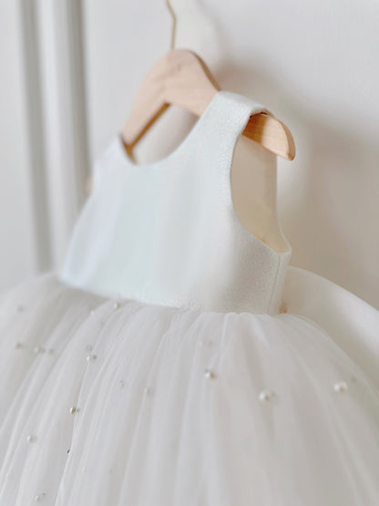 Children's Party Dress with Pearls and Bow