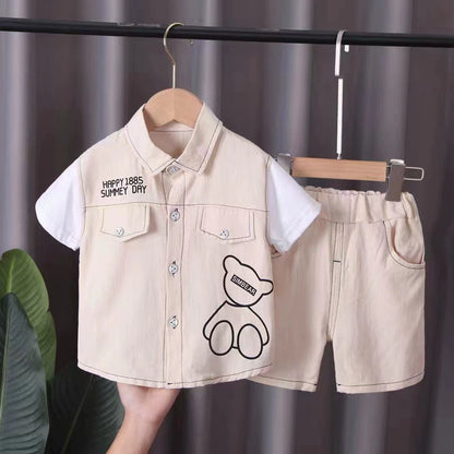 Boys' Set with Pockets and Bear Design