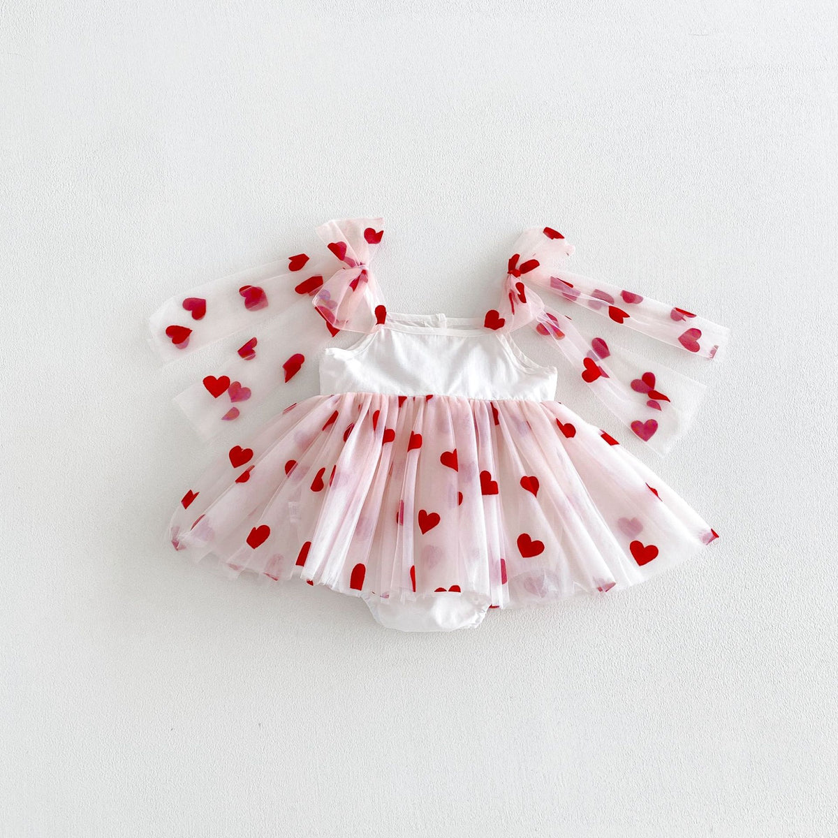 Girls' Dress with Hearts and Small Bow