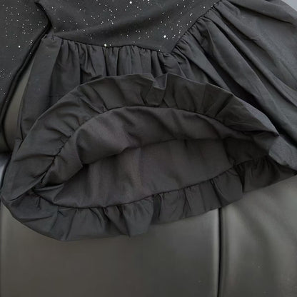 Children's Dress + Jacket, Black, Shiny