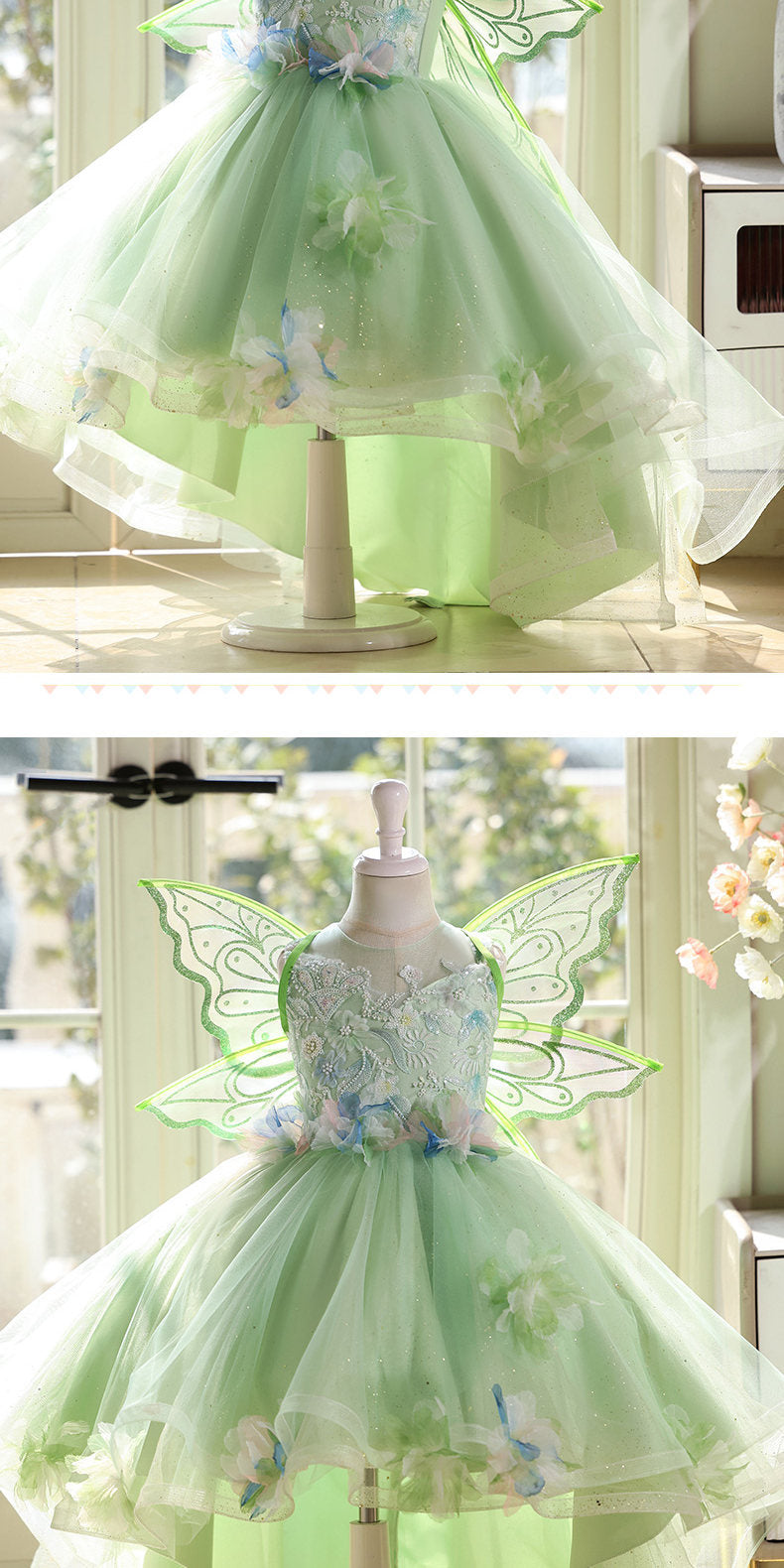 Green Tulle Tail Tuxedo Up Dance Party Evening Dress