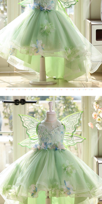 Green Tulle Tail Tuxedo Up Dance Party Evening Dress