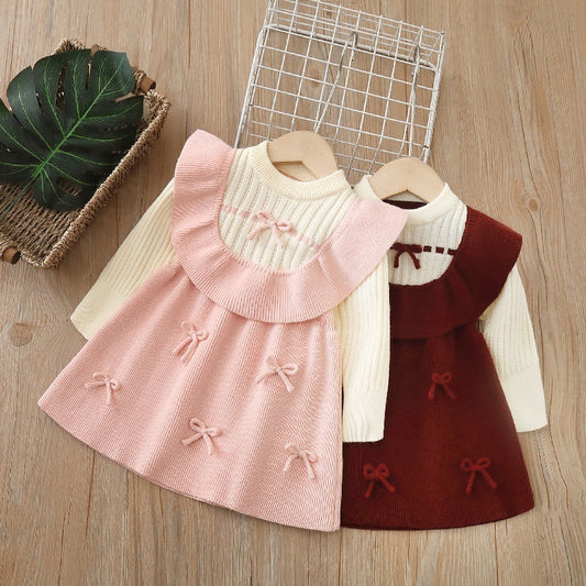 Children's Knitted Dress with Bows
