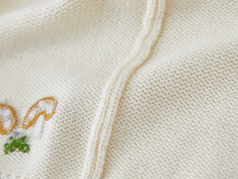 Children's Knitted Cardigan with Mushroom Design
