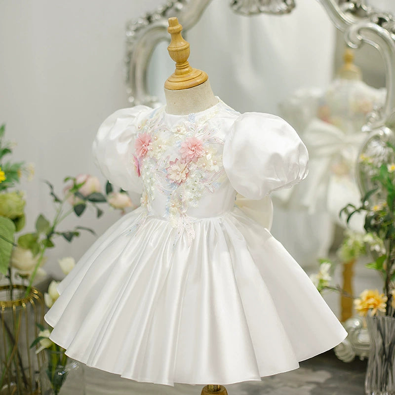 White Floral Party Dress for Children