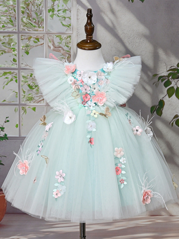 Enchanted Green Floral Party Dress