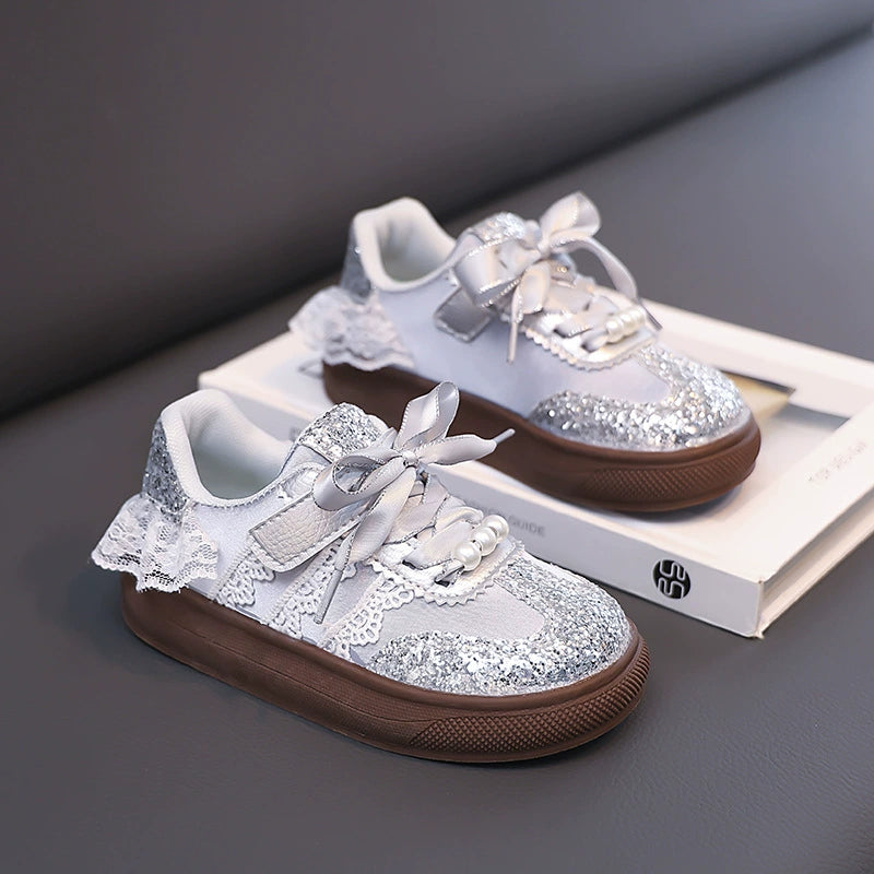 Children's Sneakers with Lace and Glitter