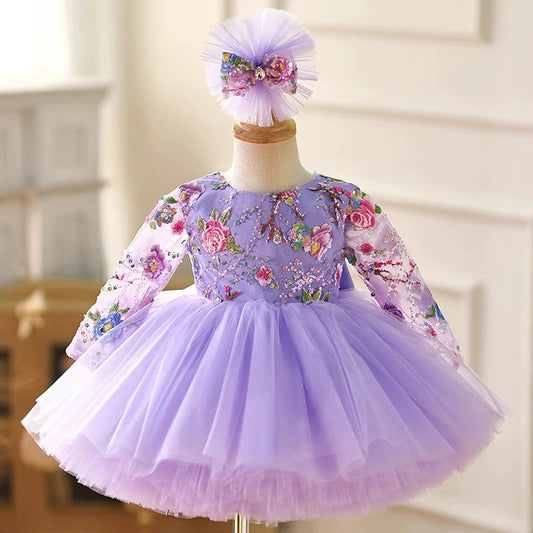 Elegant Sparkly Purple Party Dress for Girls
