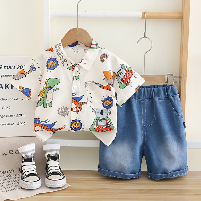 Boys' Outfit Set with Animal Print Shirt
