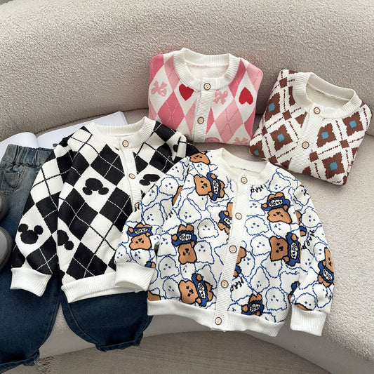 Children's Knitted Jacket with Teddy Bears