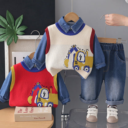 3-Piece Kids' Denim Outfit – Tractor Theme