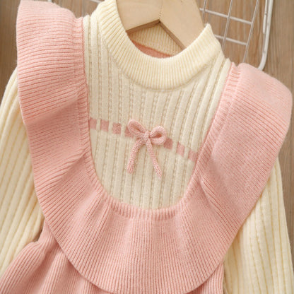 Children's Knitted Dress with Bows