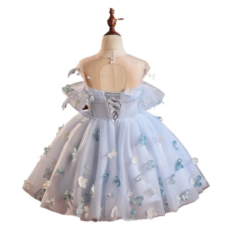 Vestido infantil de mariposa azul 
