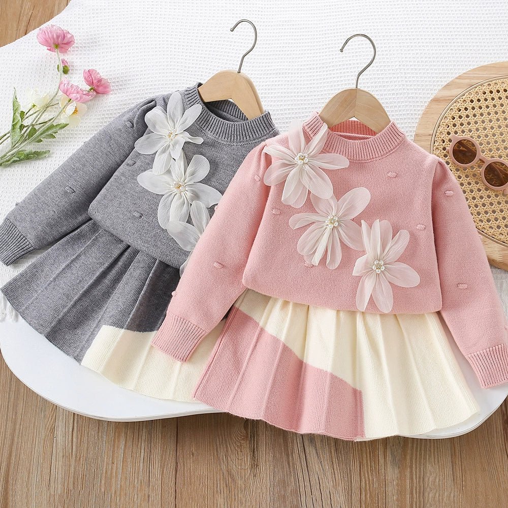 Girls' Knit Set Mussi Little Flowers