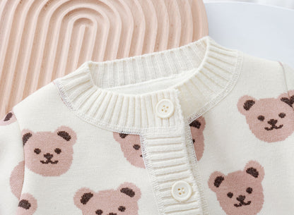Cárdigan infantil con cara de oso 