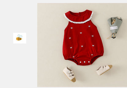 Red Girls' Bodysuit with Bows