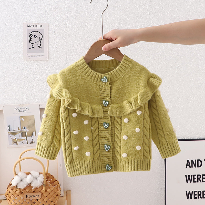 Cárdigan Infantil Pompom Coraçõeszinhos 