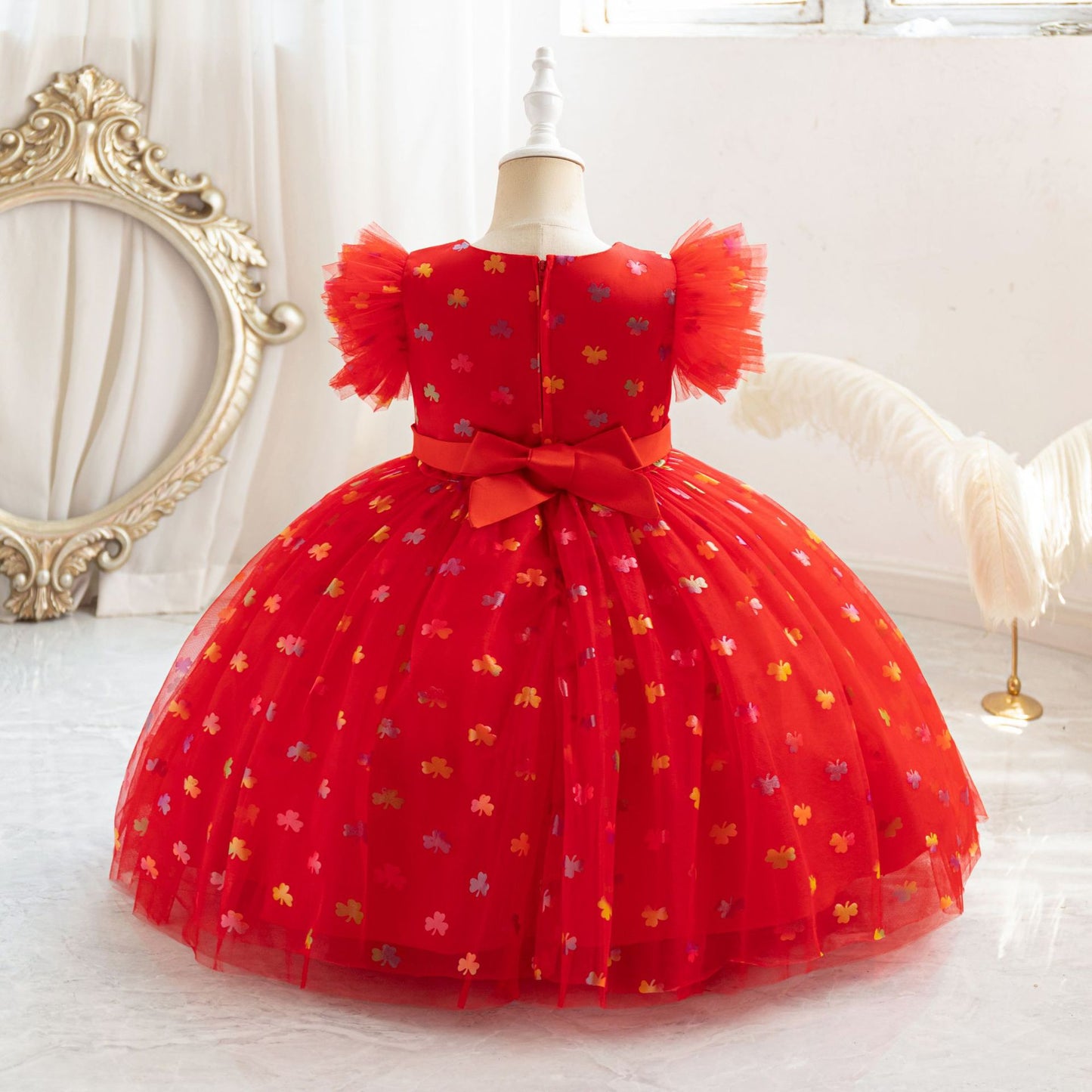 Vestido de fiesta de Navidad con lazo 