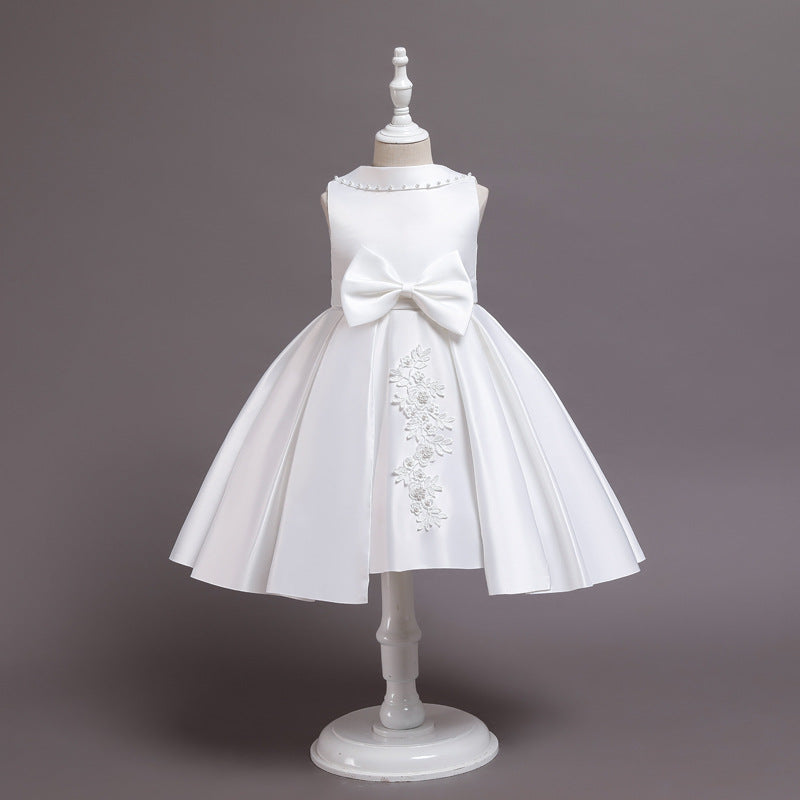 Children's Dress with Bow and Floral Applique