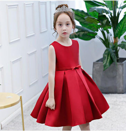 Vestido de fiesta con lazo y camiseta sin mangas 