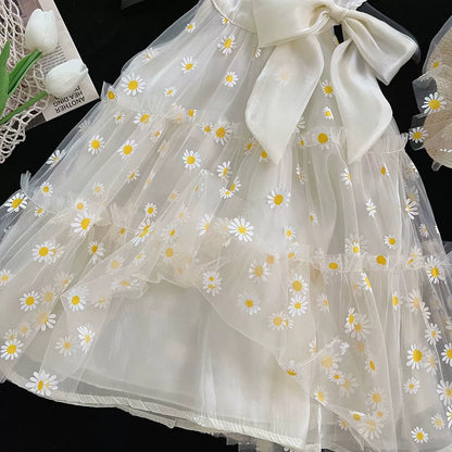 Girls' Tulle Dress with Daisies