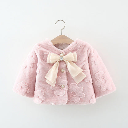 Abrigo floral con lazo para niña 