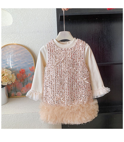 Shiny Children's Dress with Bows