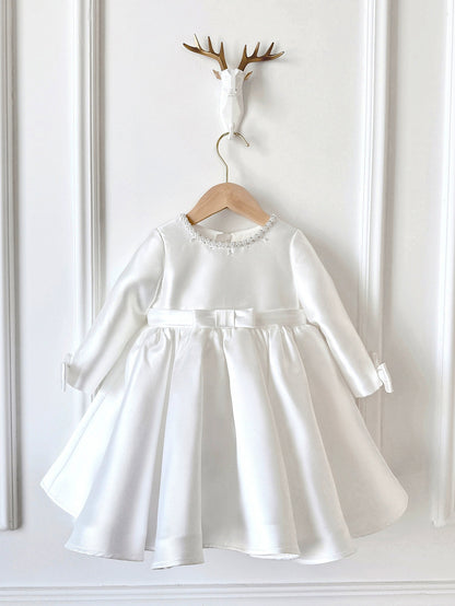 Children's Dress with Bow and Pearls