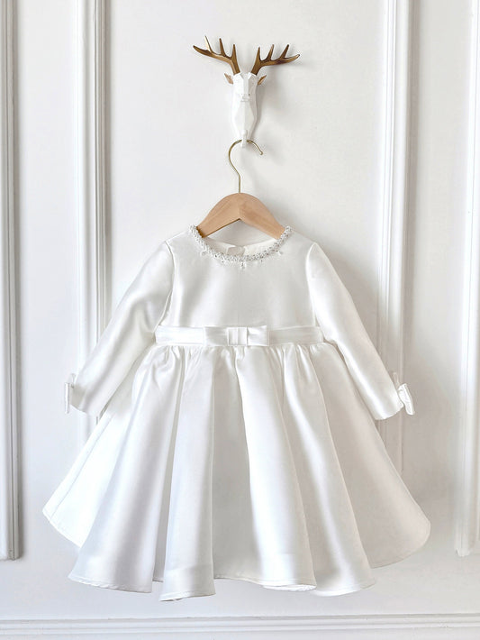 Children's Dress with Bow and Pearls