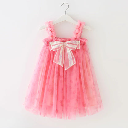 Vestido infantil con lazo de tul 