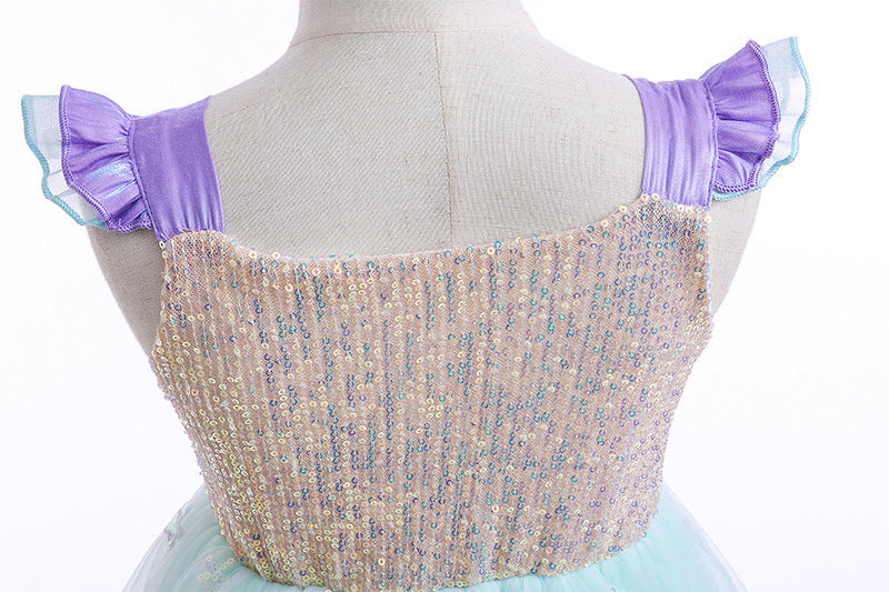 Children's Dress with Sparkling Sea Print