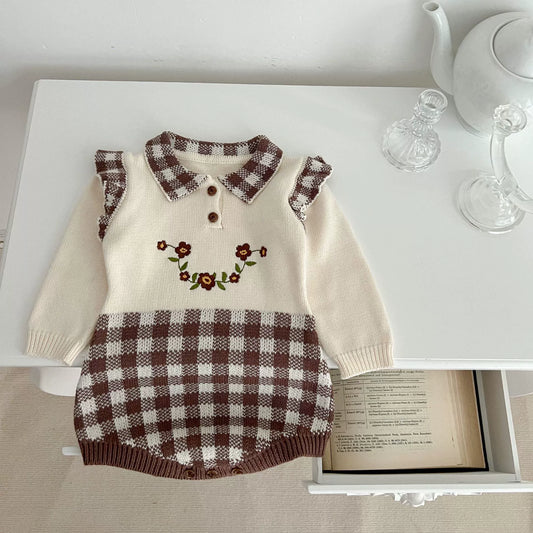 Girls' Plaid Flower Bodysuit