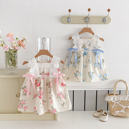 Floral Dress with Bow for Girls