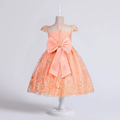 Vestido de fiesta infantil con encaje floral 