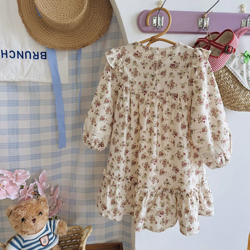 Children's Dress with Flowers and Ruffles
