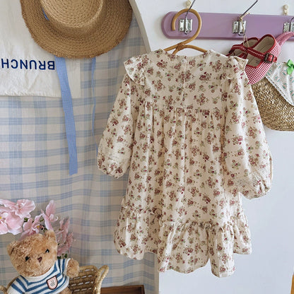 Children's Dress with Flowers and Ruffles