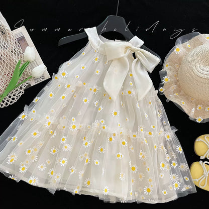 Girls' Tulle Dress with Daisies