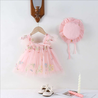 Vestido infantil con tulipanes florales 
